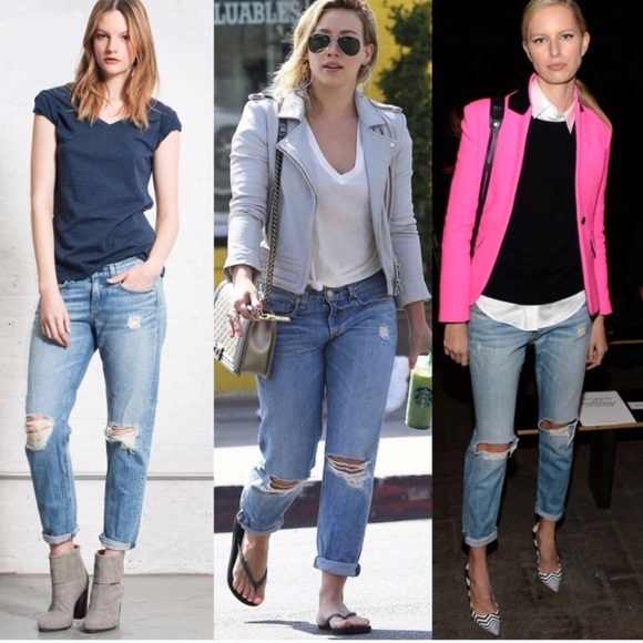 rag & bone Denim - Rag & Bone Boyfriend Jeans Moss With Holes